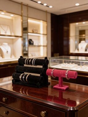 Black and Pink Velvet Bracelet Display Set